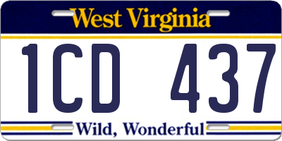 WV license plate 1CD437