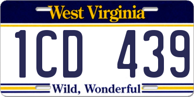 WV license plate 1CD439