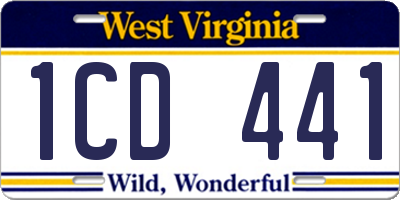 WV license plate 1CD441