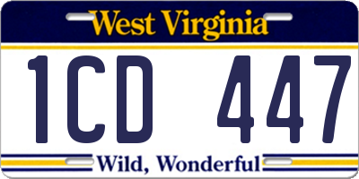 WV license plate 1CD447
