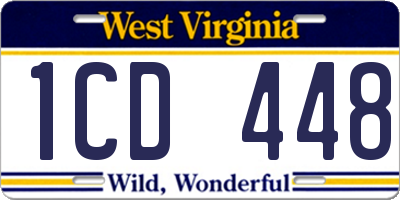 WV license plate 1CD448