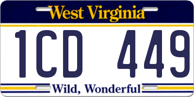 WV license plate 1CD449