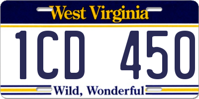 WV license plate 1CD450