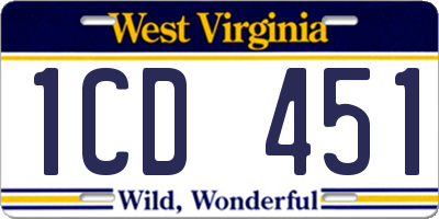 WV license plate 1CD451