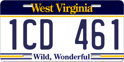 WV license plate 1CD461