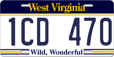 WV license plate 1CD470