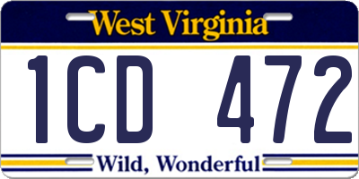 WV license plate 1CD472
