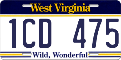 WV license plate 1CD475