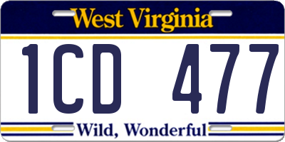 WV license plate 1CD477
