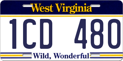 WV license plate 1CD480