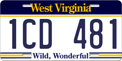 WV license plate 1CD481