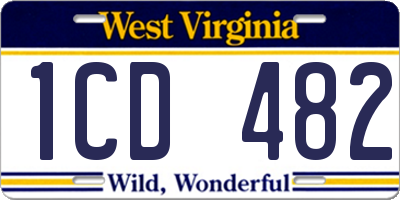 WV license plate 1CD482