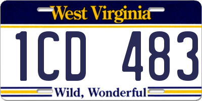 WV license plate 1CD483