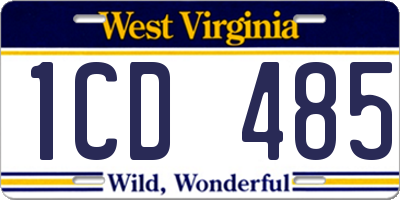 WV license plate 1CD485