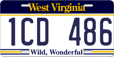 WV license plate 1CD486