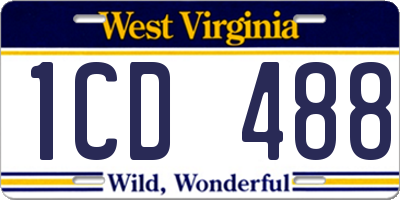 WV license plate 1CD488