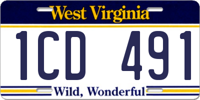WV license plate 1CD491