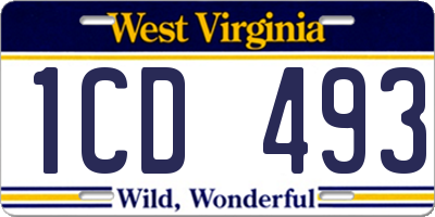WV license plate 1CD493