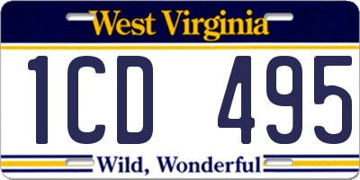 WV license plate 1CD495