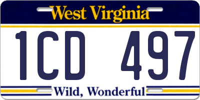 WV license plate 1CD497