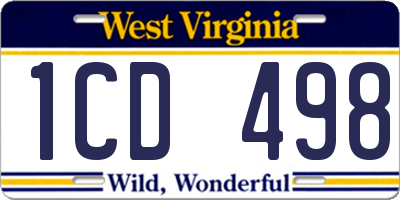 WV license plate 1CD498