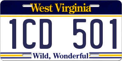WV license plate 1CD501