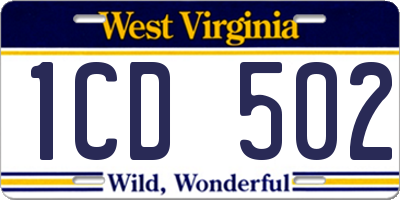 WV license plate 1CD502