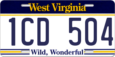 WV license plate 1CD504