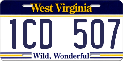 WV license plate 1CD507