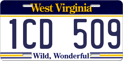 WV license plate 1CD509