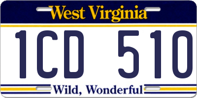 WV license plate 1CD510