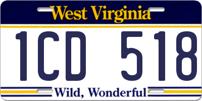 WV license plate 1CD518