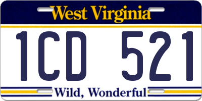 WV license plate 1CD521