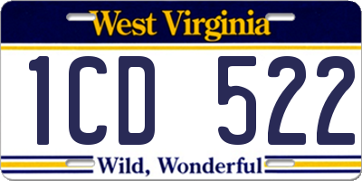 WV license plate 1CD522