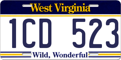 WV license plate 1CD523