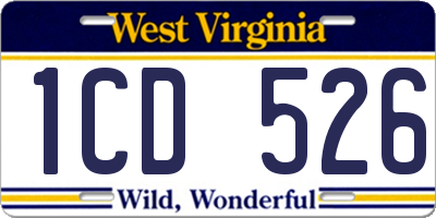 WV license plate 1CD526