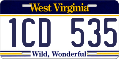 WV license plate 1CD535