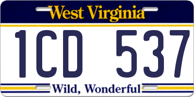 WV license plate 1CD537