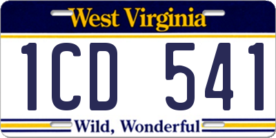 WV license plate 1CD541