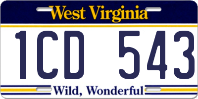 WV license plate 1CD543