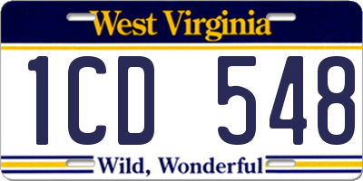WV license plate 1CD548