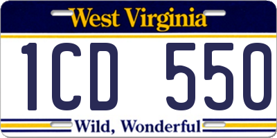 WV license plate 1CD550