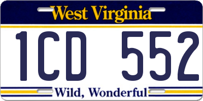 WV license plate 1CD552