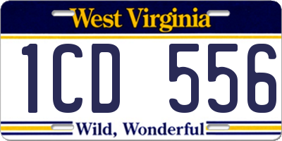 WV license plate 1CD556
