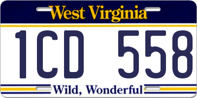 WV license plate 1CD558