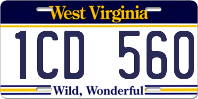 WV license plate 1CD560