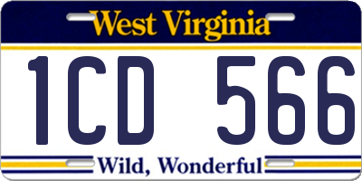 WV license plate 1CD566
