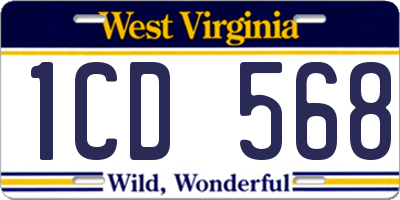 WV license plate 1CD568