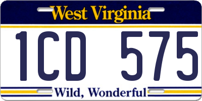 WV license plate 1CD575