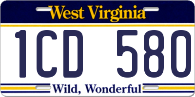 WV license plate 1CD580
